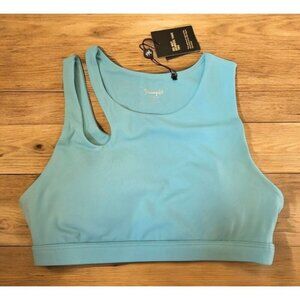 Youngla Sports Bra Womens Size M Aqua Blue #323 Padded Gym Sports Powerpuff NWT
